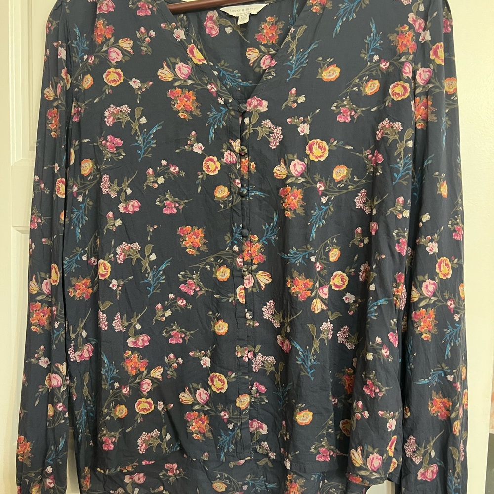 Lucky Brand Semi Sheer Floral Women's Top with Buttons